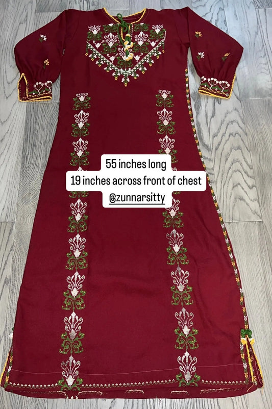 Burgandy Thoub Zunnar Sitty