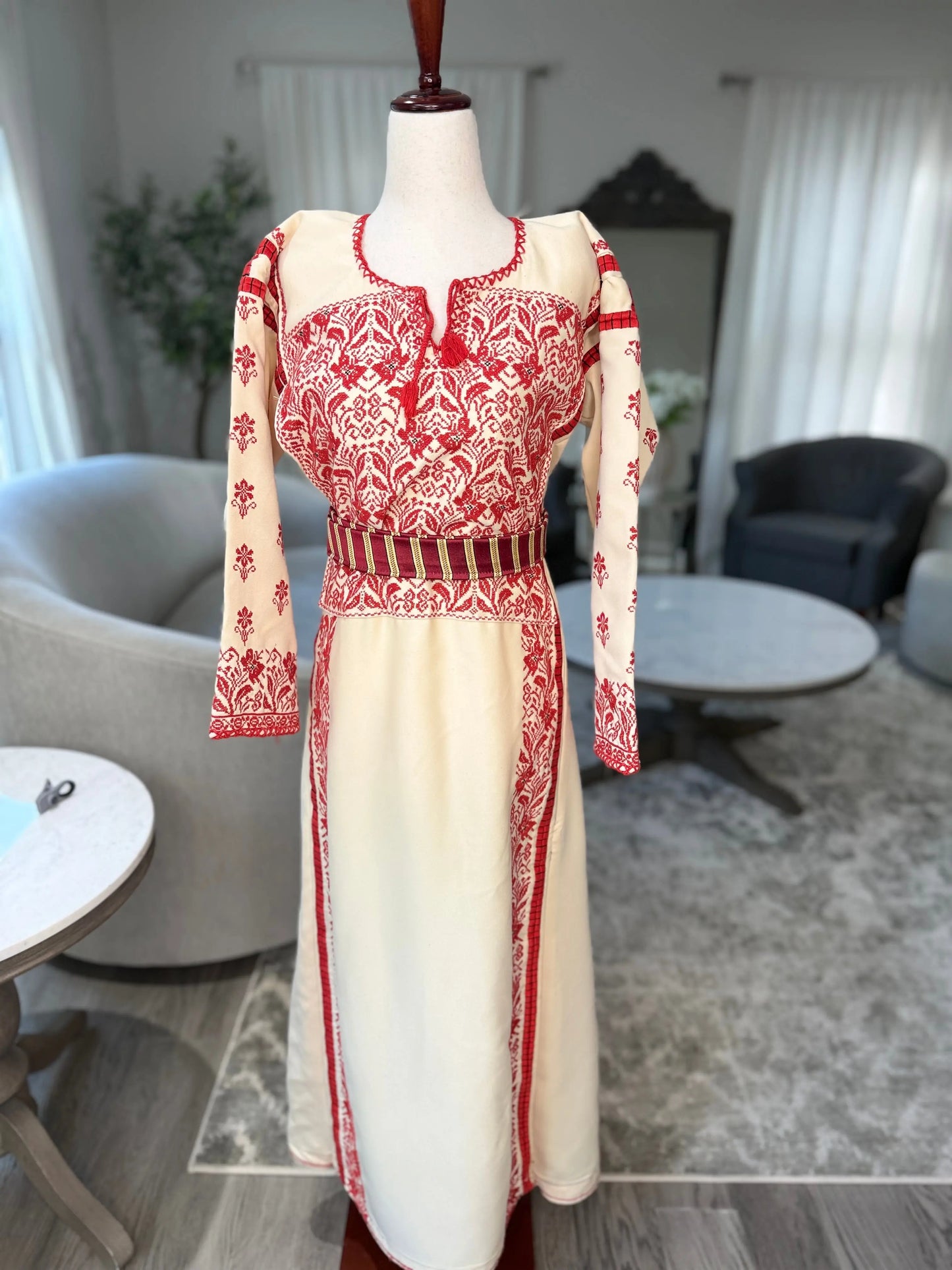 Tan and Red Thoub Zunnar Sitty