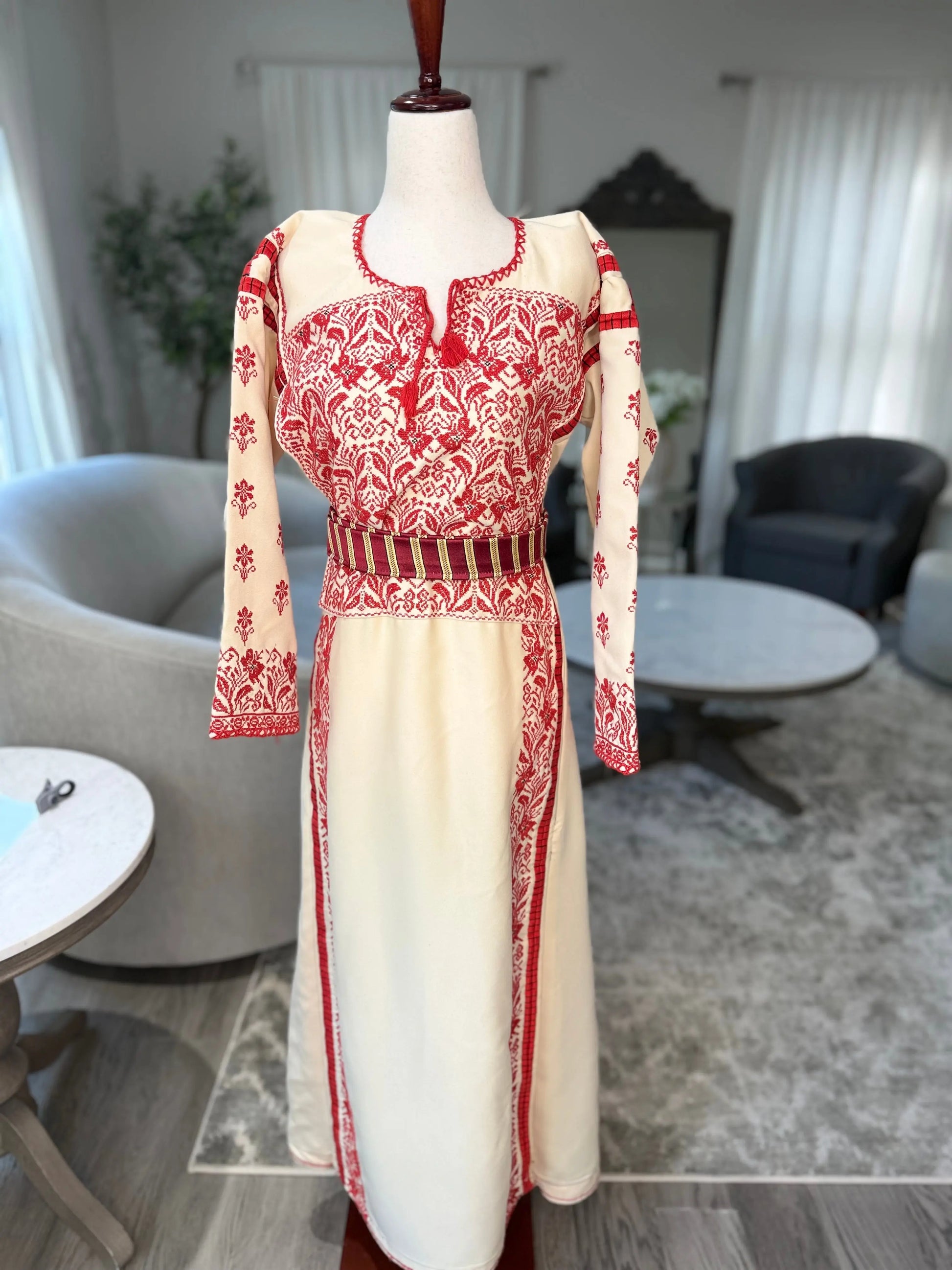 Tan and Red Thoub Zunnar Sitty