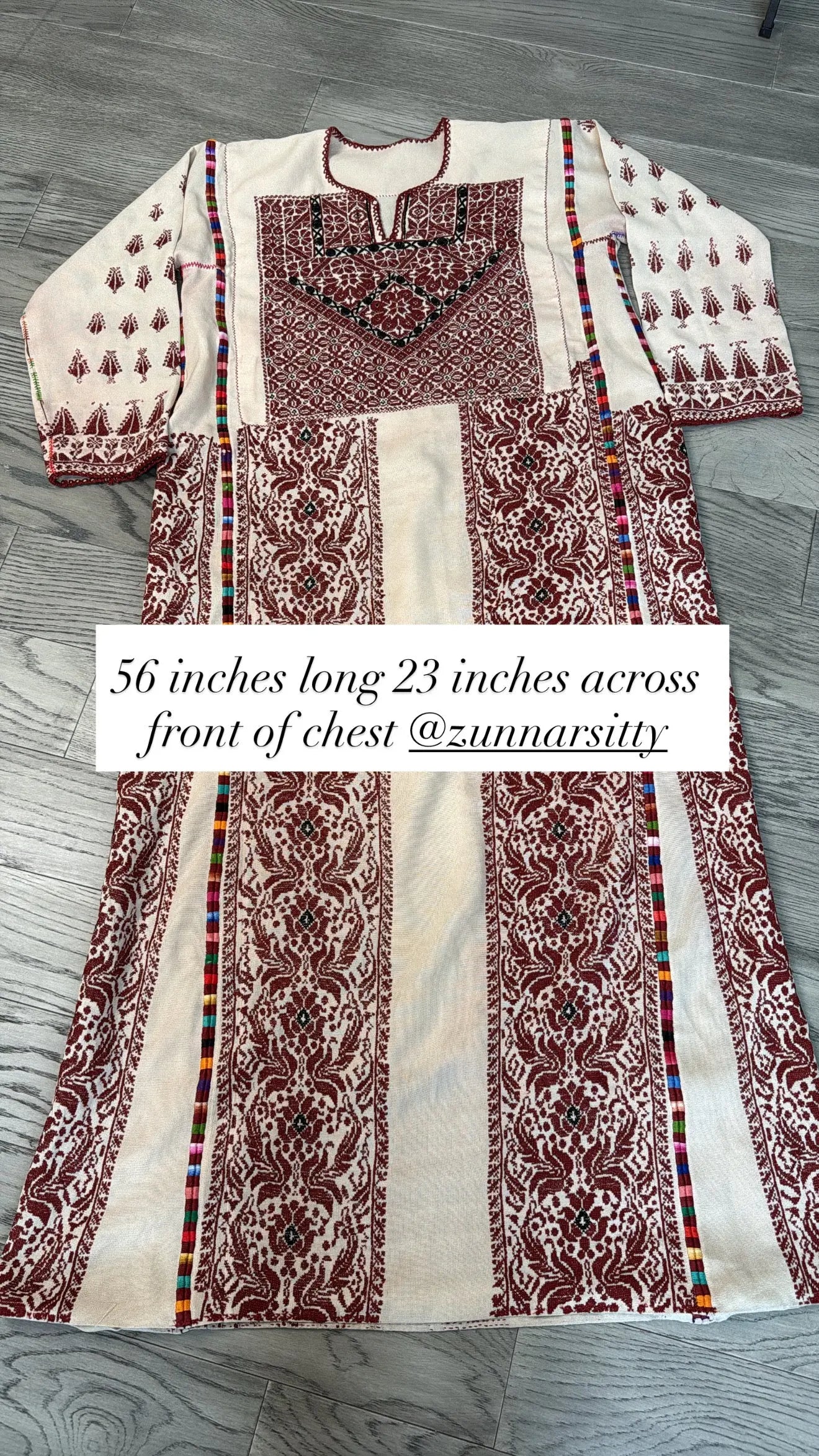 Tan and Burgundy Thoub Zunnar Sitty