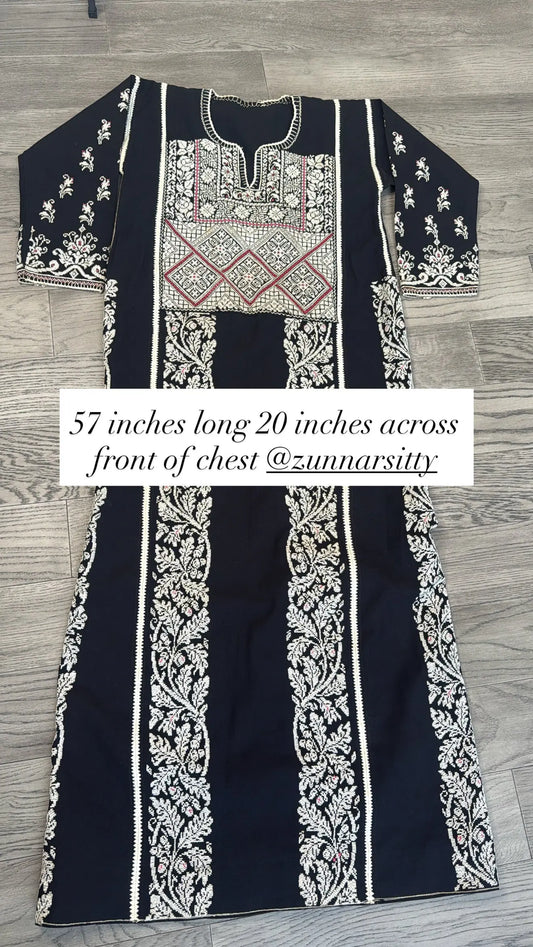 Black and Cream Thoub Zunnar Sitty