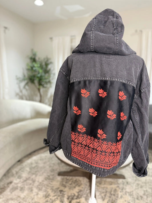 Hooded Tatreez Denim Jacket Zunnar Sitty