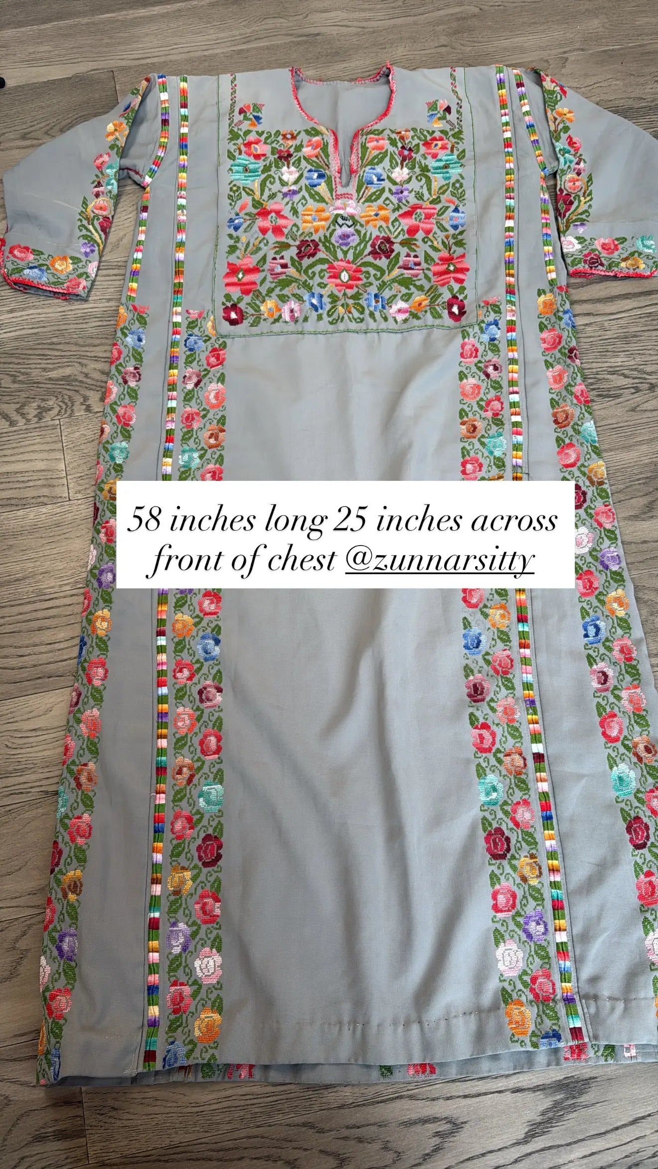 Grey Floral Thoub Zunnar Sitty