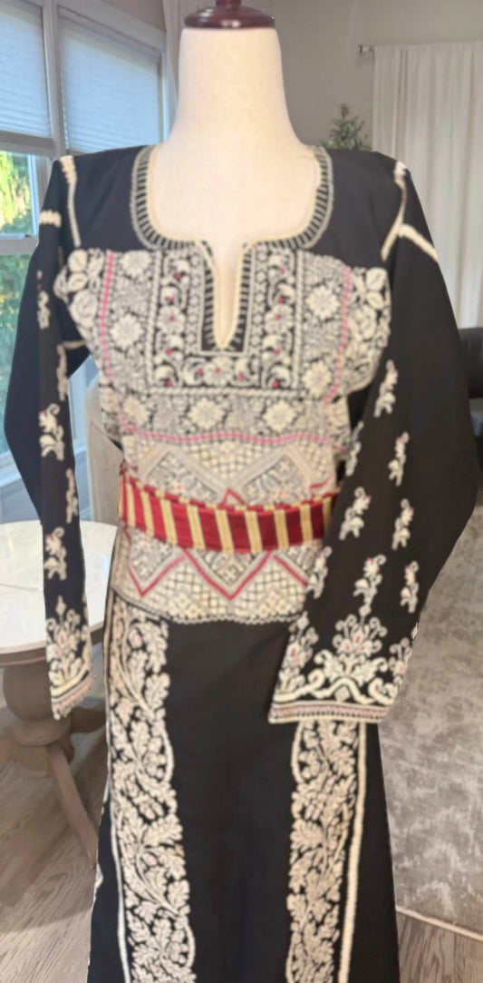 Black and Cream Thoub Zunnar Sitty
