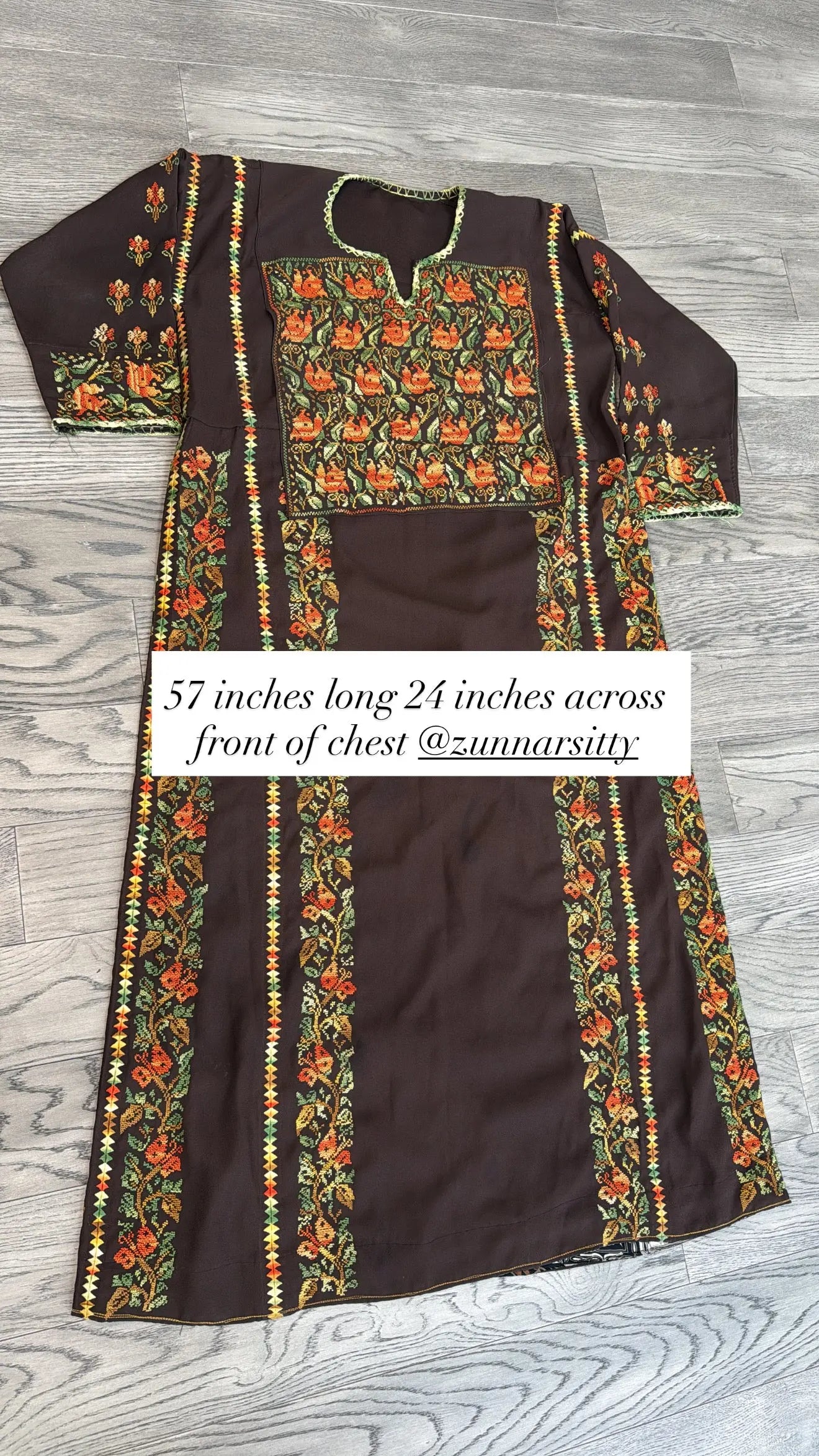 Brown floral Thoub Zunnar Sitty