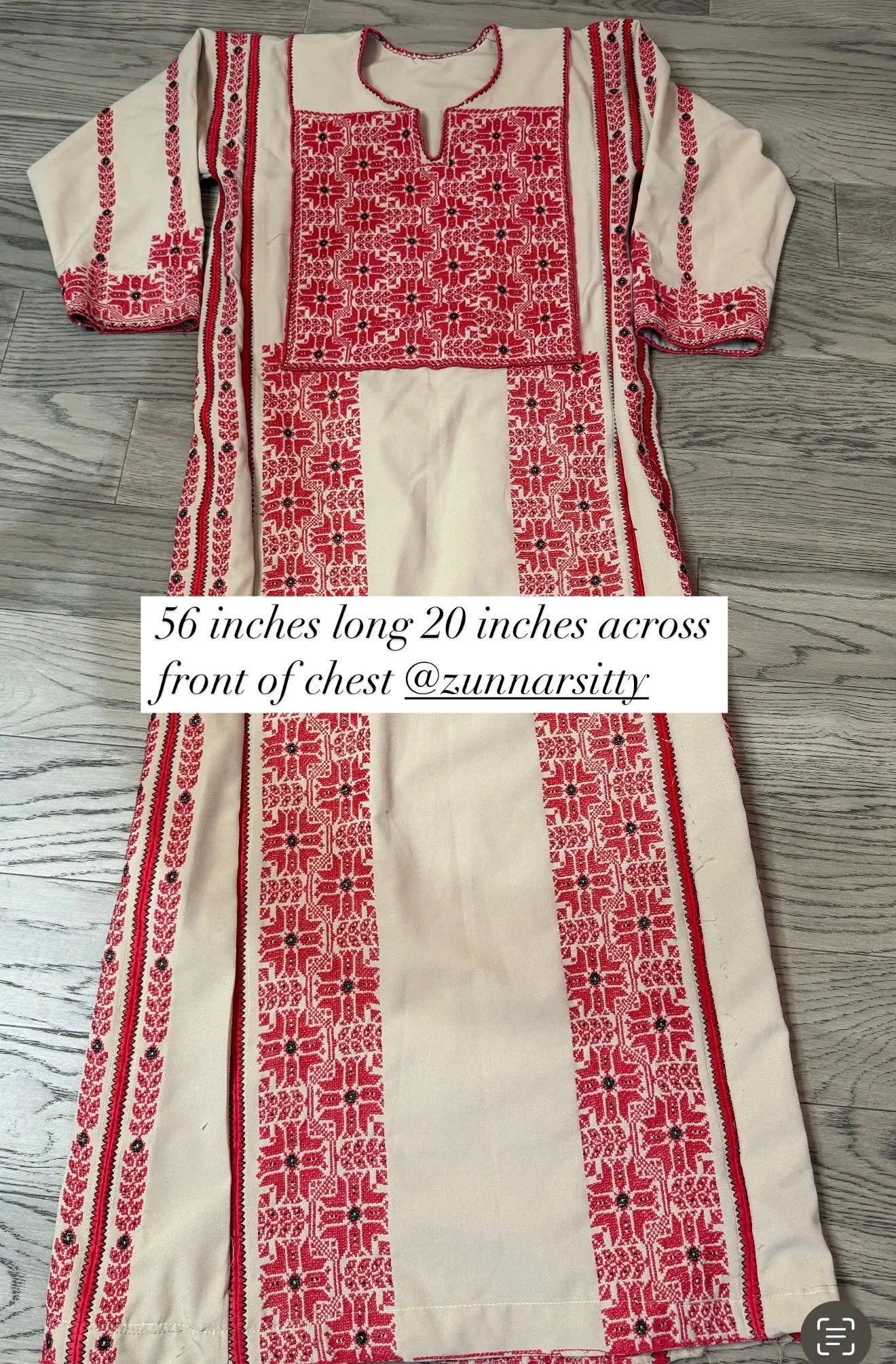 Beige and Red Thoub Zunnar Sitty