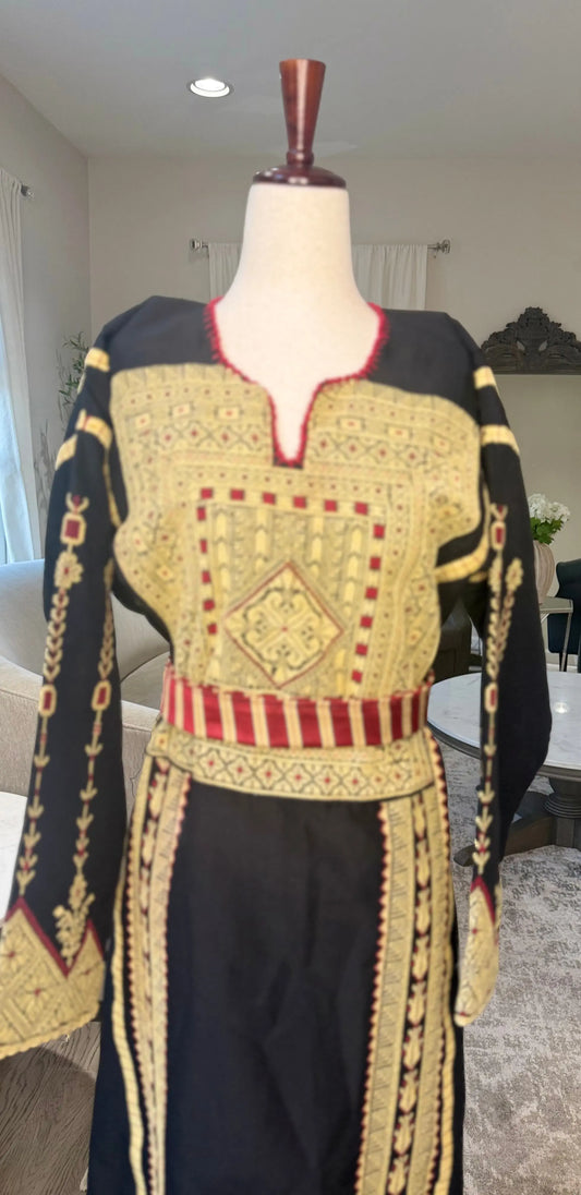 Black and Beige Thoub Zunnar Sitty