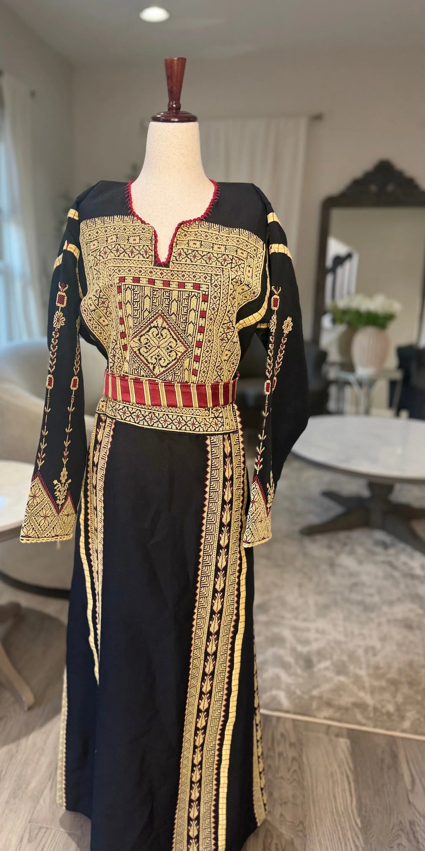 Black and Beige Thoub Zunnar Sitty