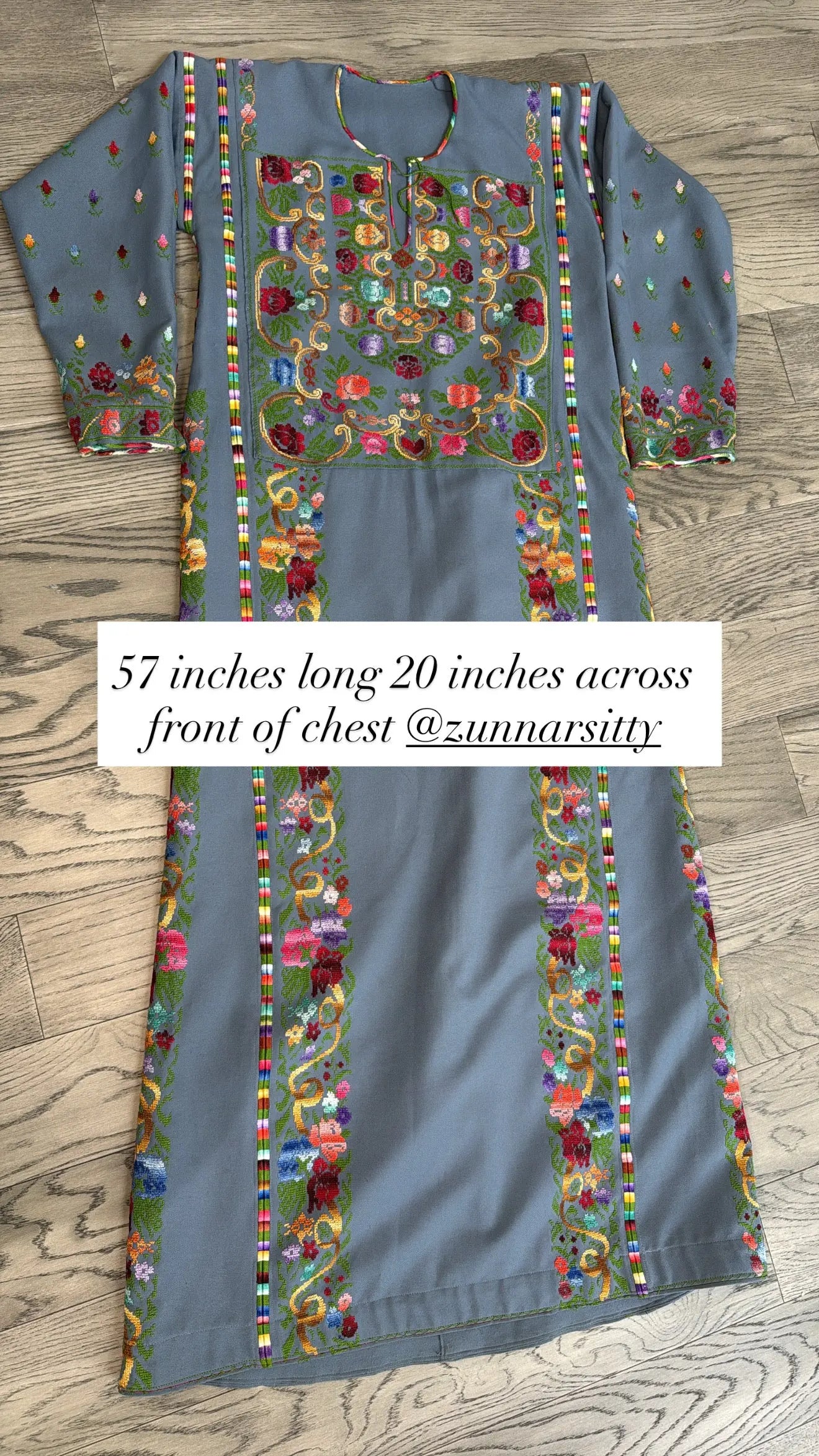 Grey Floral Thoub Zunnar Sitty