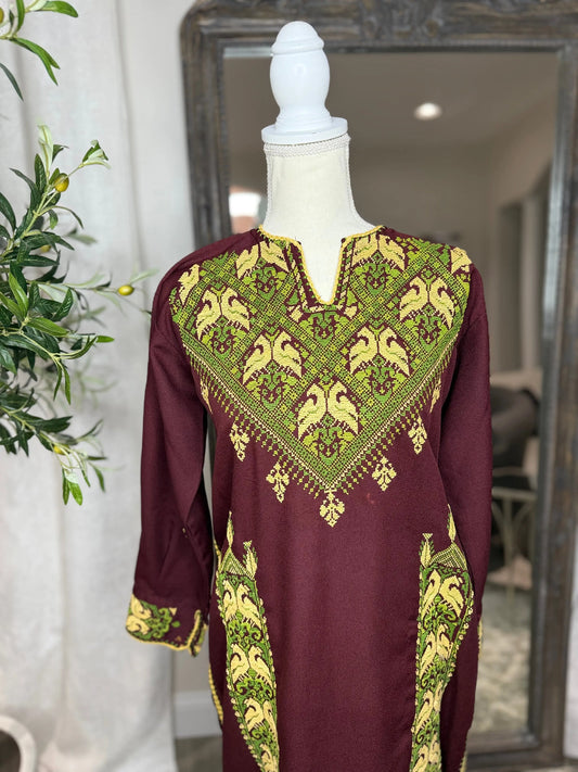 Burgandy Thoub Zunnar Sitty