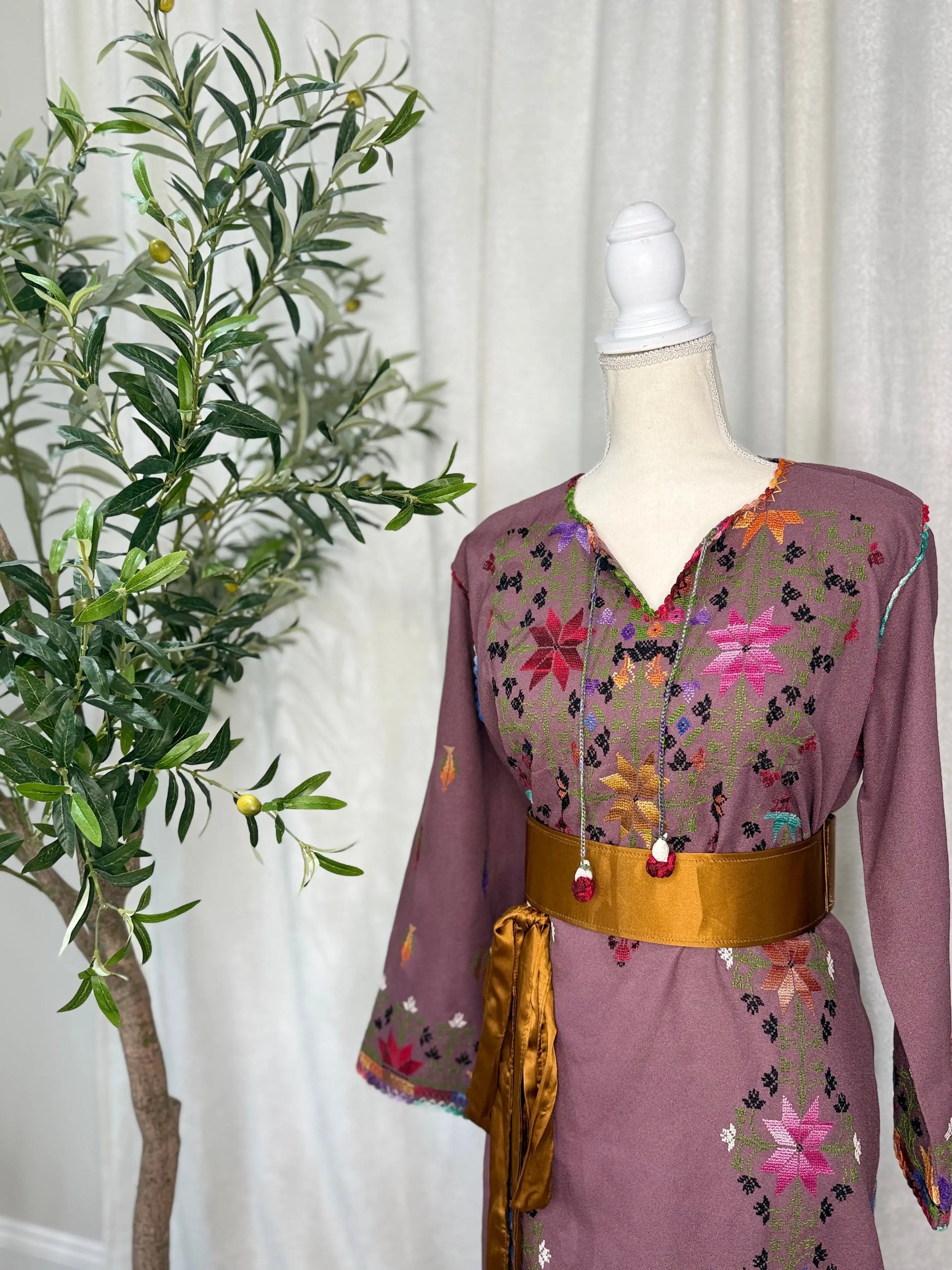 Mauve Floral Thoub Zunnar Sitty