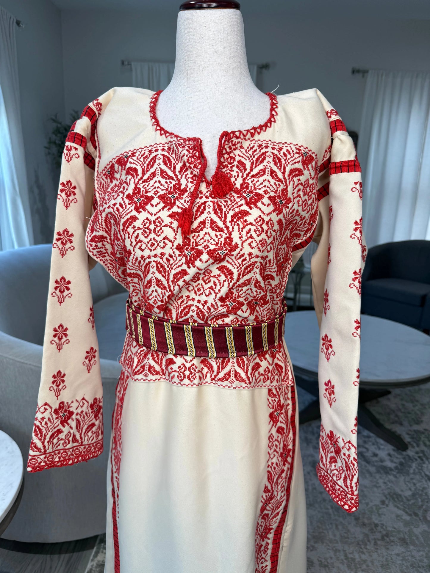 Tan and Red Thoub Zunnar Sitty