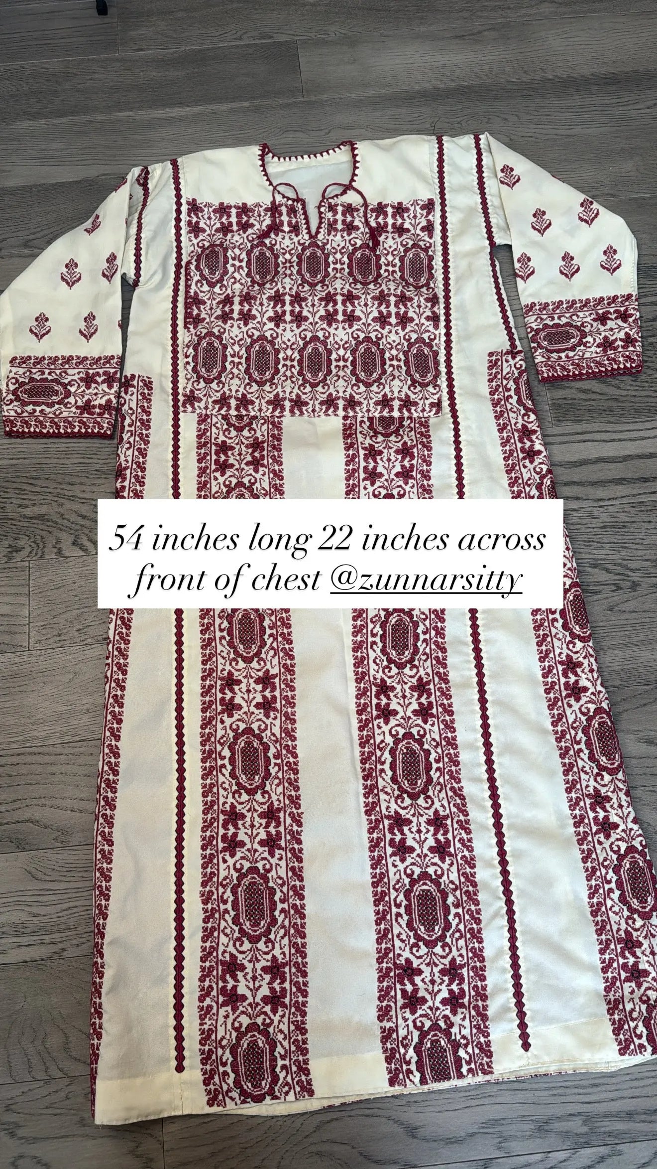 Red and Cream Thoub Zunnar Sitty