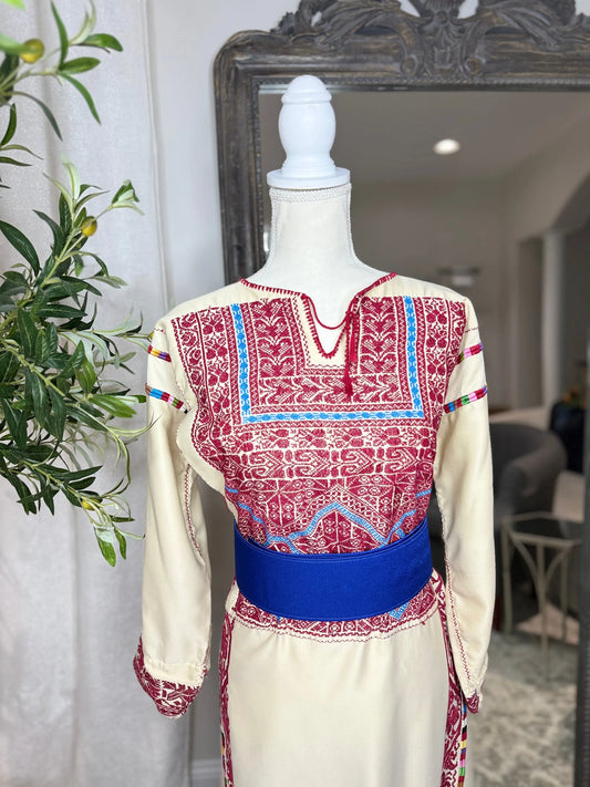 Red And Cream Thoub Zunnar Sitty