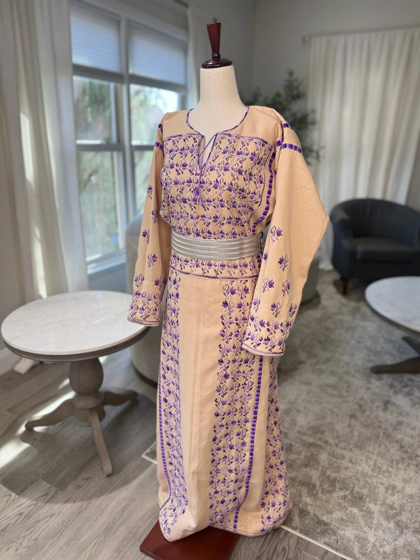 Tan and Purple Thoub Zunnar Sitty