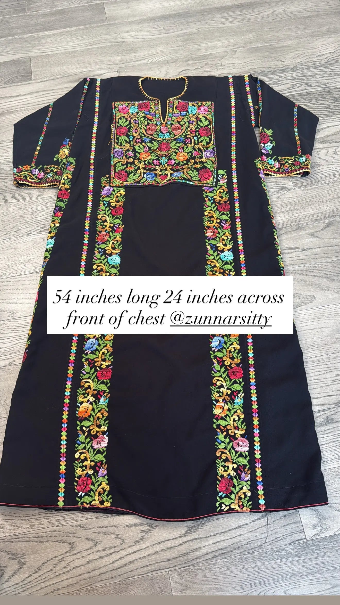 Black Floral Thoub Zunnar Sitty
