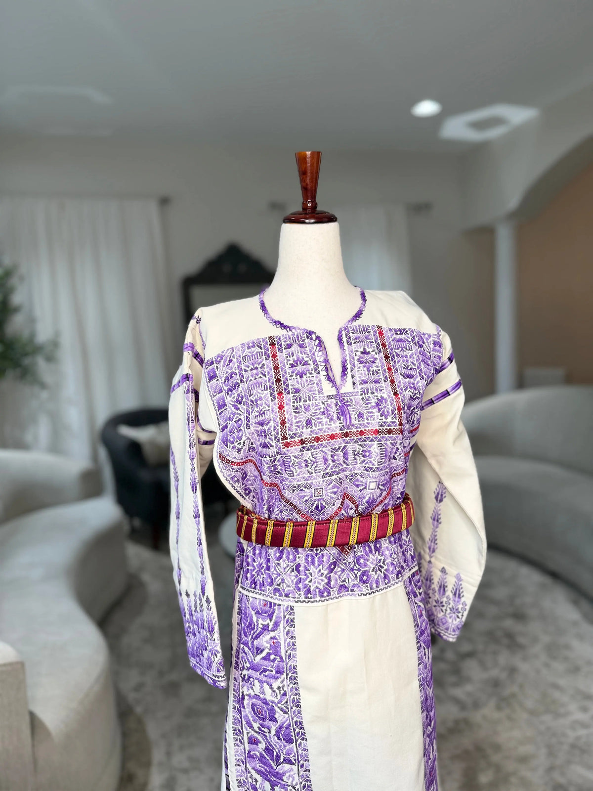 Purple and Cream Thoub Zunnar Sitty