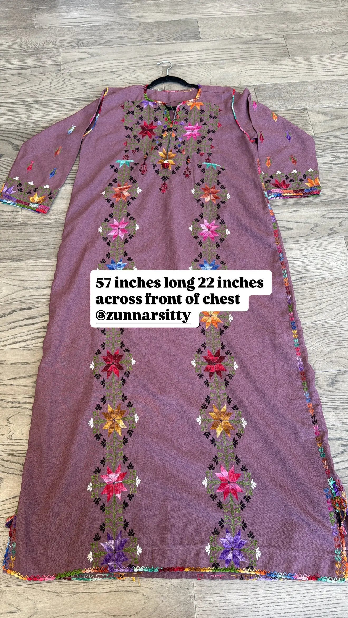 Mauve Floral Thoub Zunnar Sitty