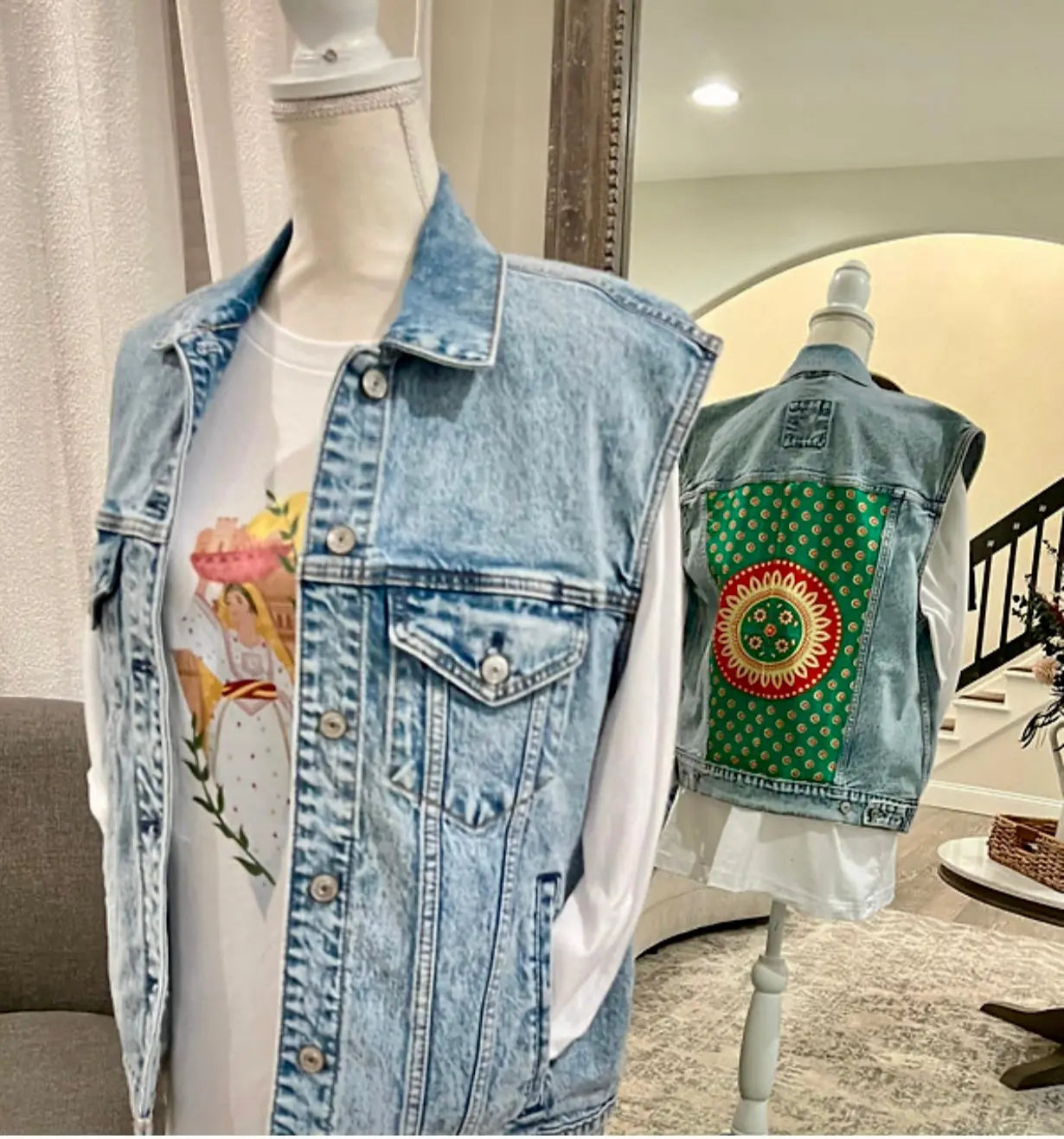 Sitty Scarf Jean Vest - Zunnar Sitty