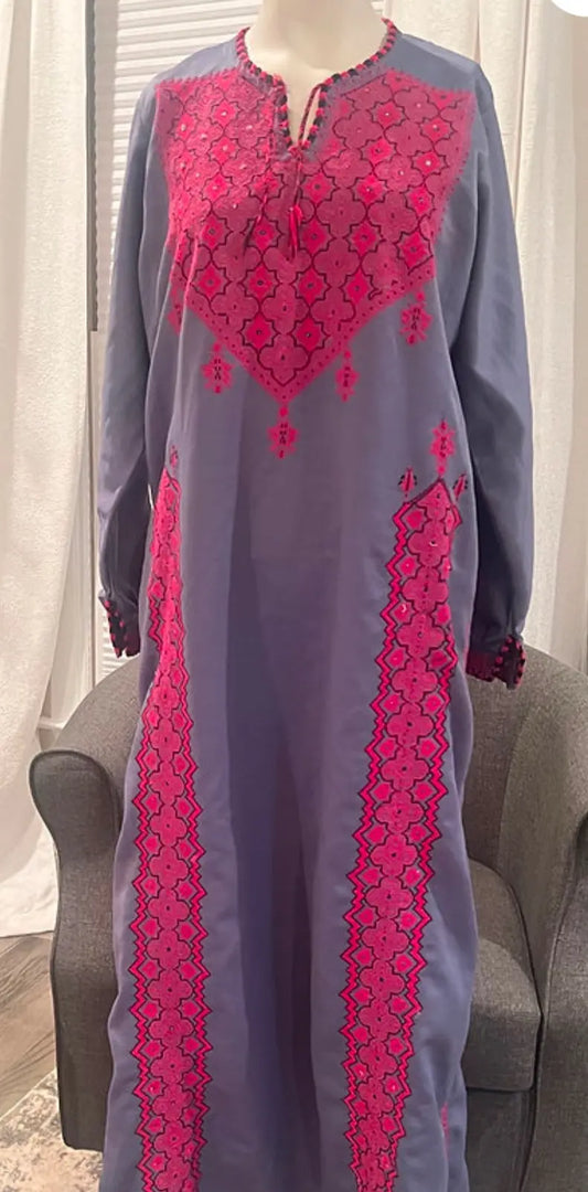 Grey and Pink Thoub - Zunnar Sitty