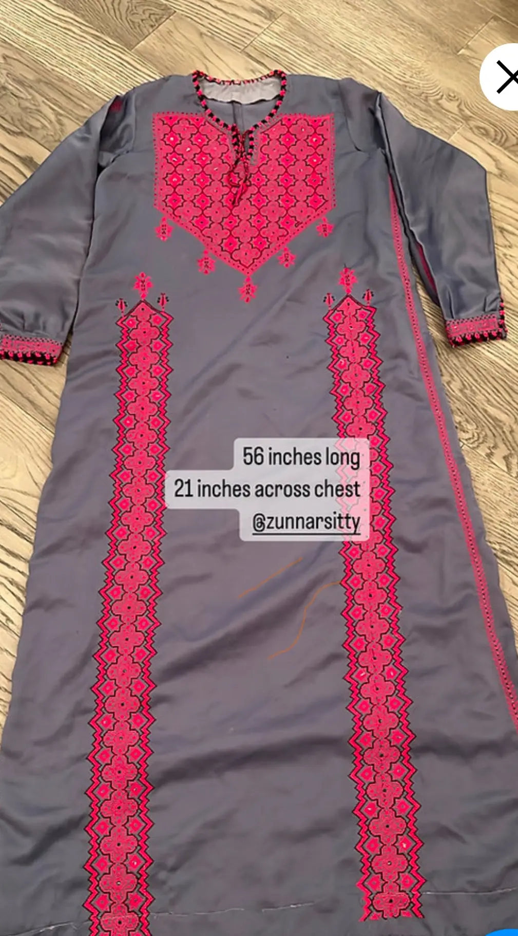Grey and Pink Thoub - Zunnar Sitty